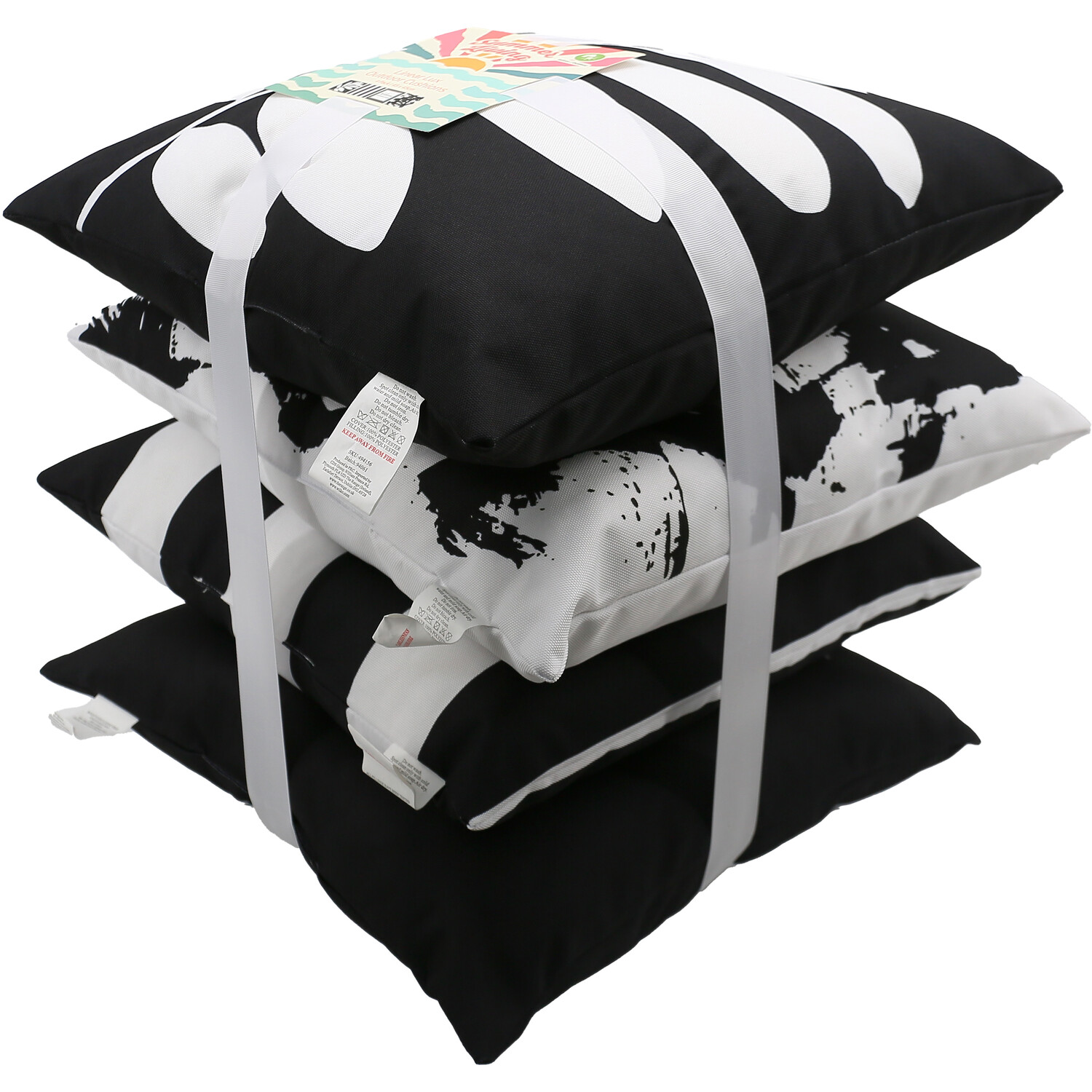 Pack of 4 Linear Lux Outdoor Cushions Monochrome Image 3