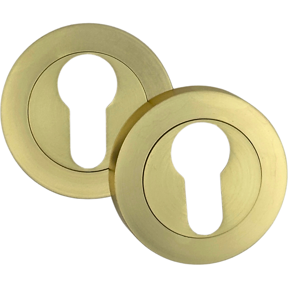 AXS Hardware Satin Brass Euro Profile Escutcheons 52mm Image 1