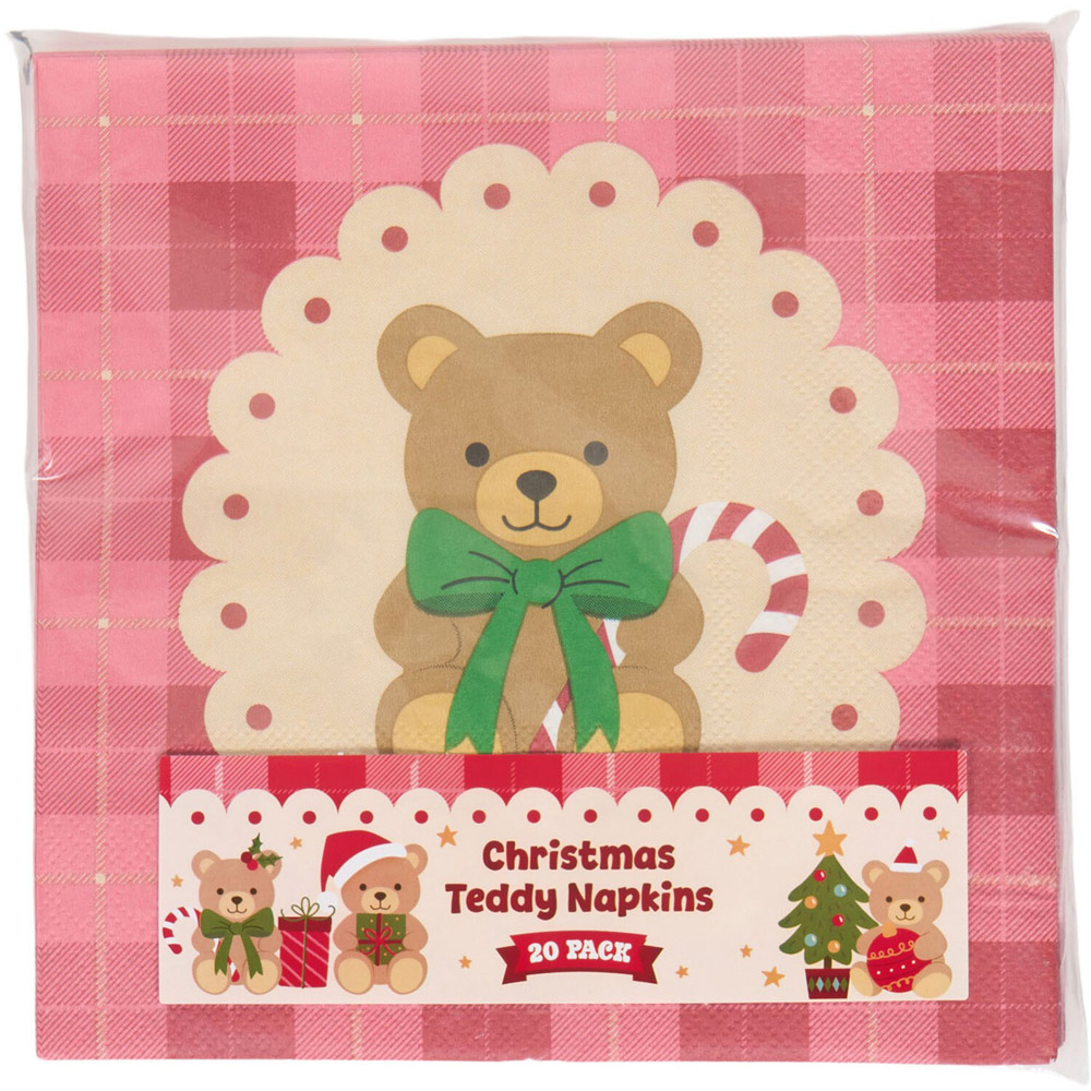 Pack of 20 Christmas Teddy Napkins Image 1