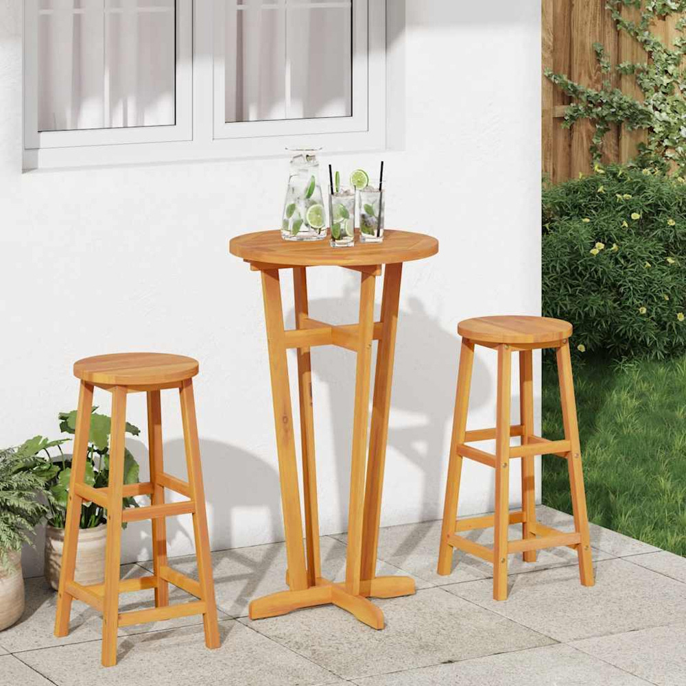 vidaXL Solid Wood Acacia Round Garden Bar Table Image 6