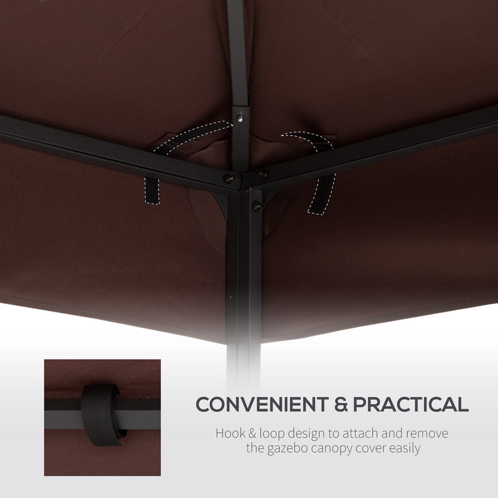 Outsunny 3 x 3m 2 Tier Coffee Polyester Gazebo Canopy Replacement Cover Image 6