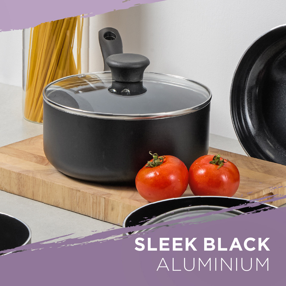 Blackmoor 20cm Black Ceramic Non-Stick Saucepan with Tempered Glass Lid Image 4
