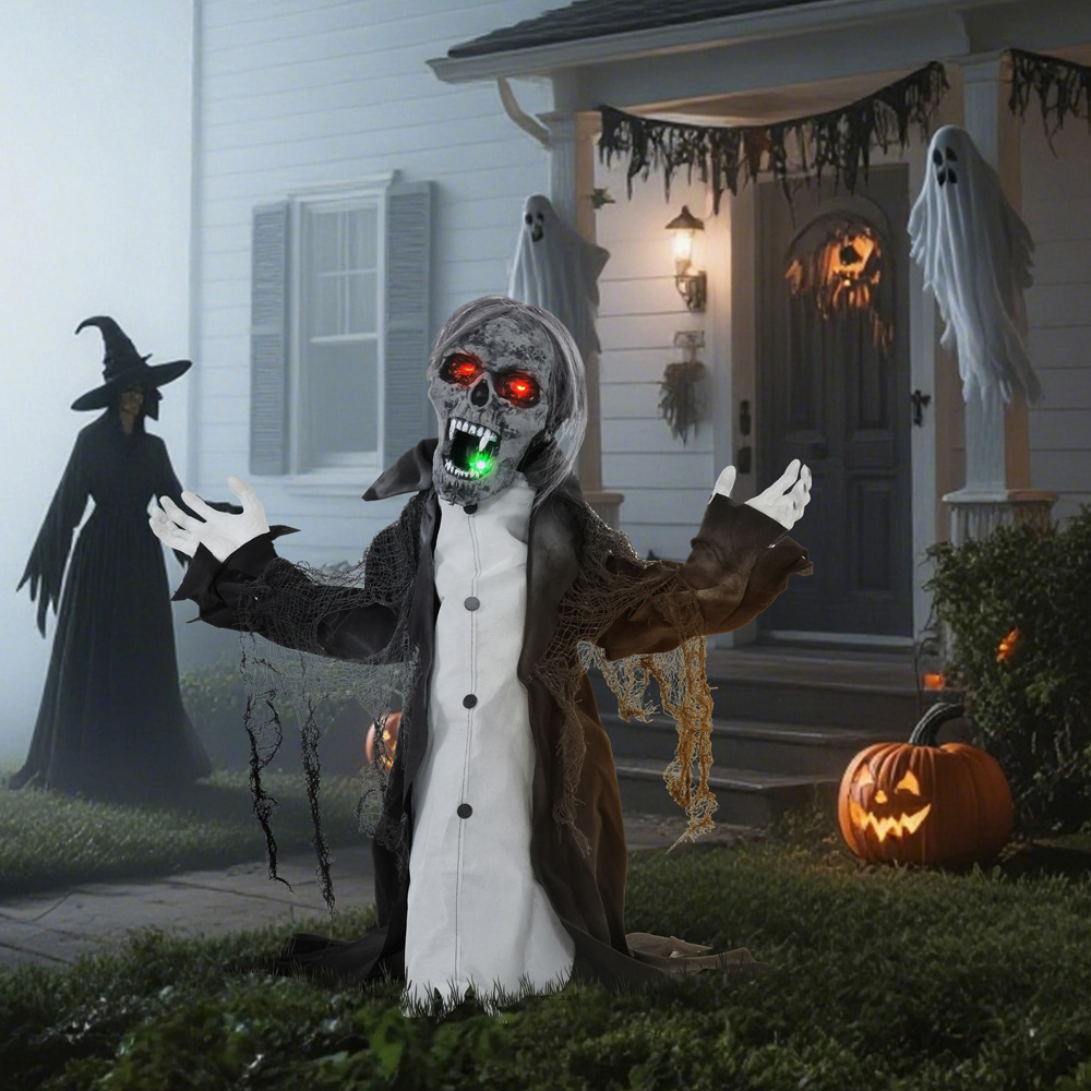 HOMCOM Voice Activated Animatronics Skeleton Halloween Decoration Image 3