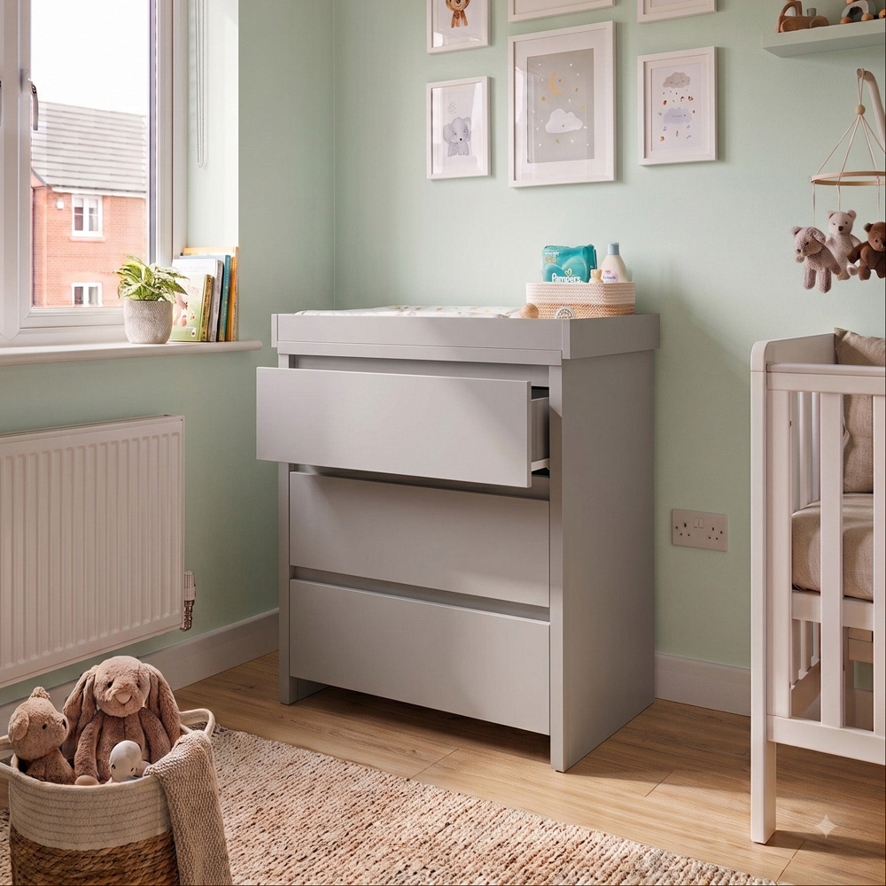 Shefa 880 3 Drawer Grey Kids Changing Unit Image 4
