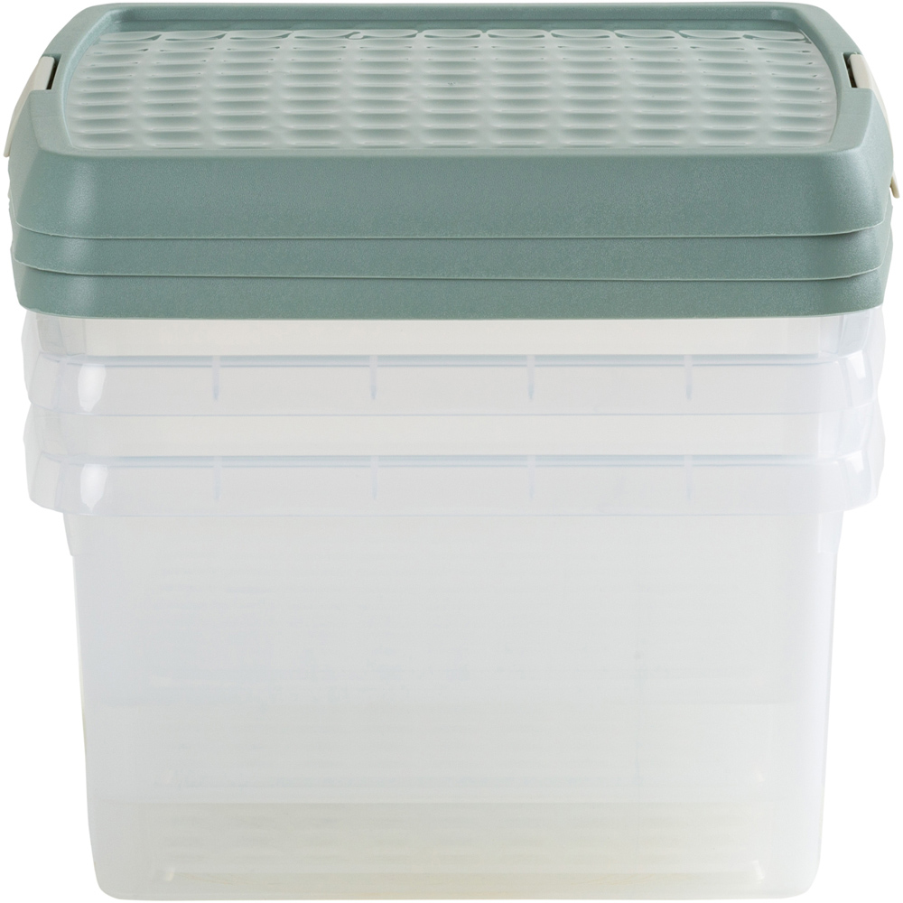 Wham Clip 9L Clear Green Milieu and Stone Square Storage Box with Lid 3 Pack Image 5