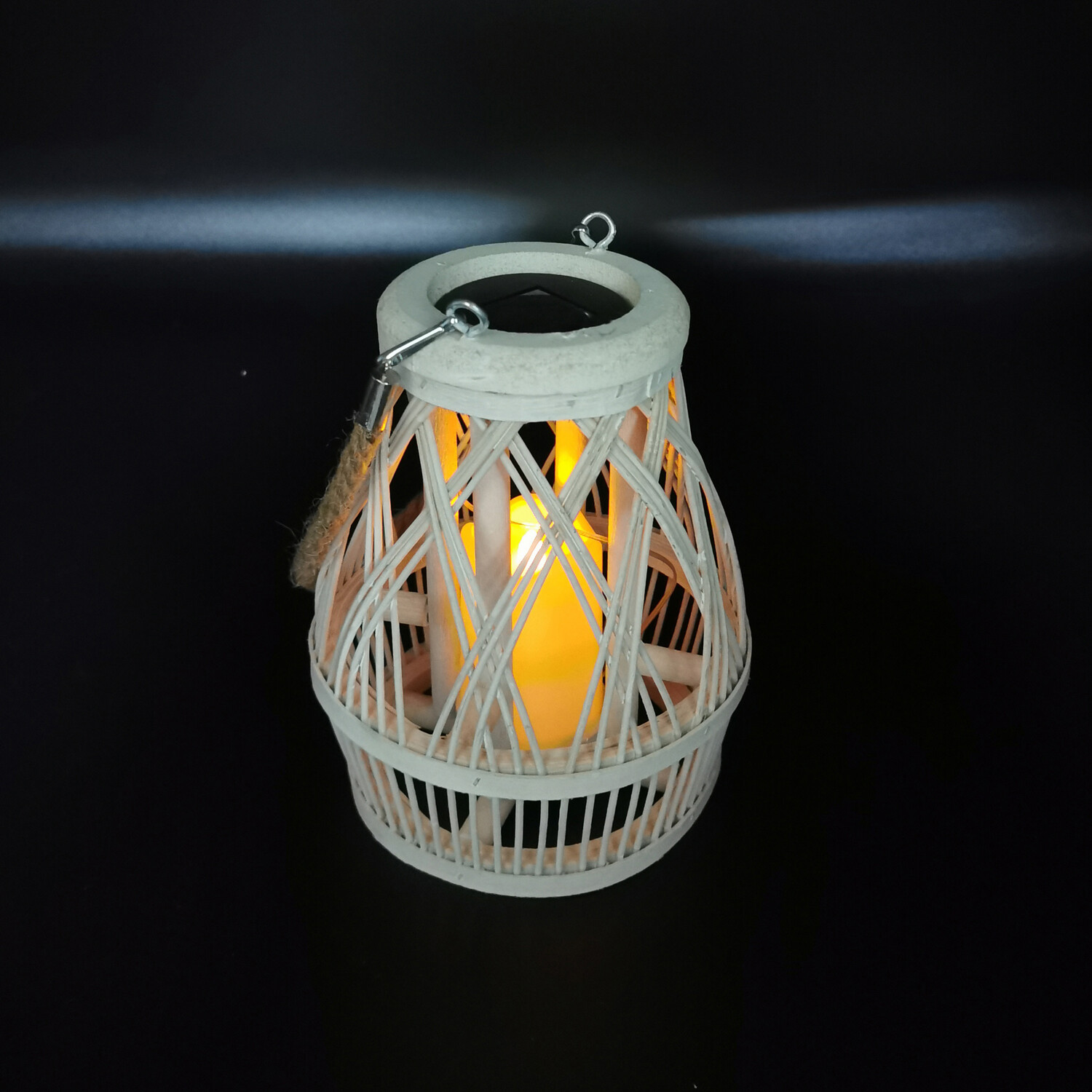 Rustic Rattan Solar Lantern Image 1