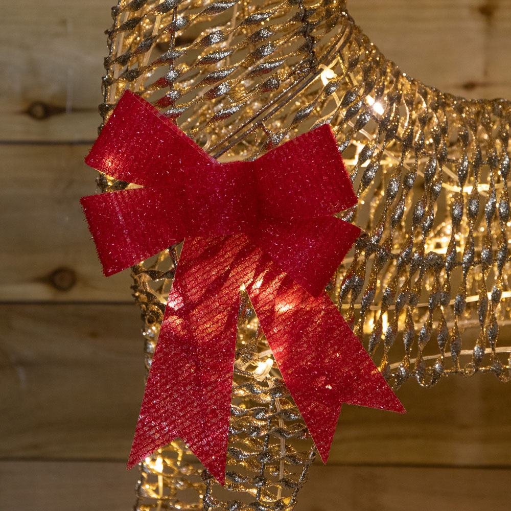 Samuel Alexander Warm White LED Light Up Gold Glitter Twist Reindeer Christmas Decoration 95cm Image 7