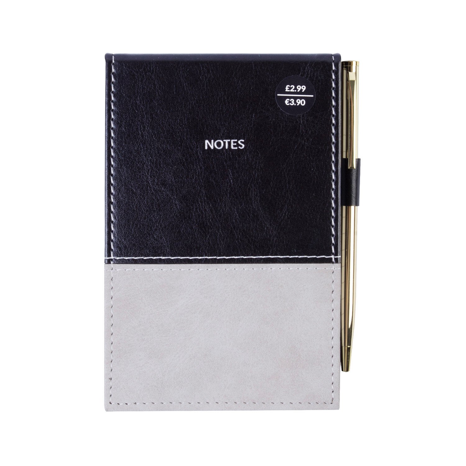 Black & Grey Stitched Pocket Notepad and Pen Image 1