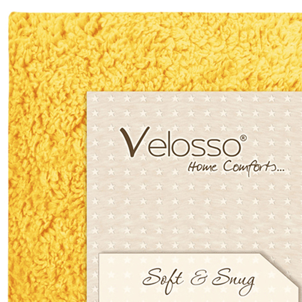 Velosso Super King Ochre Teddy Fleece Fitted Sheet Image 3