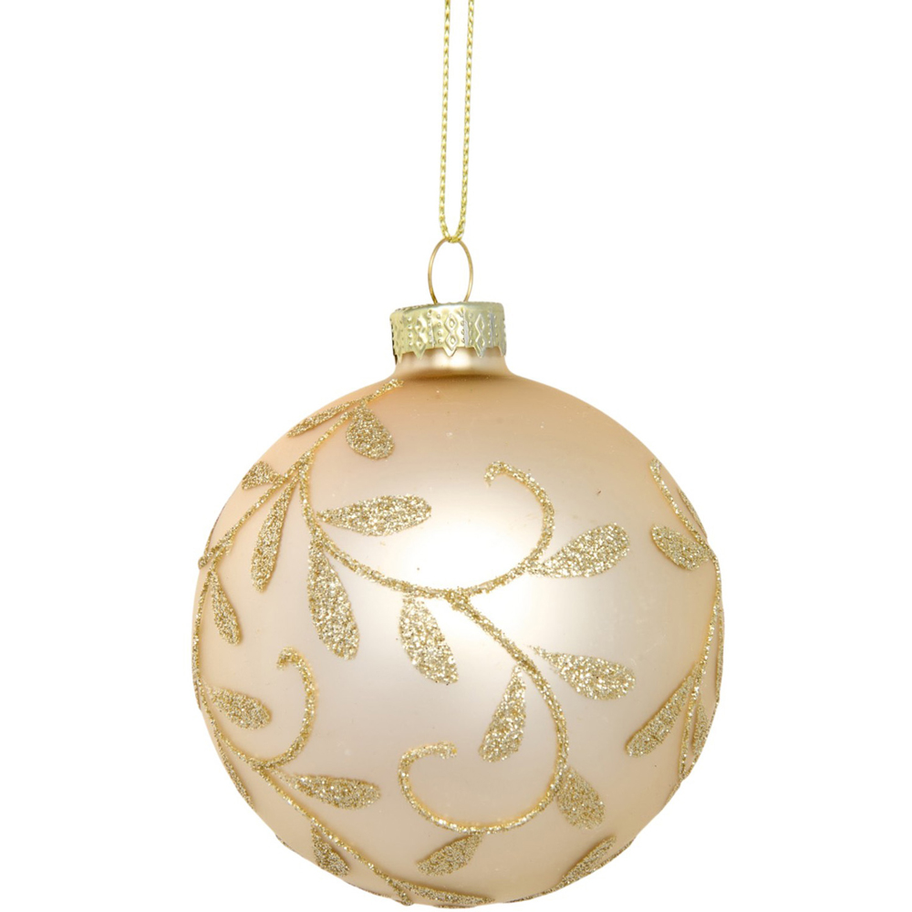 Ivory Glitter Leaf Bauble Image 4