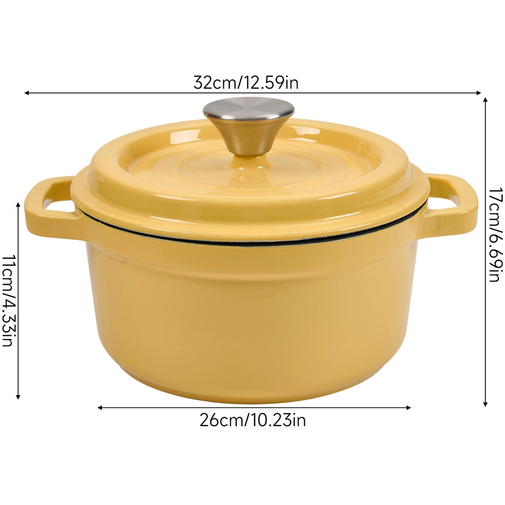 Living and Home Yellow Enamelled Cast Iron Dutch Oven Pot 5L Image 8