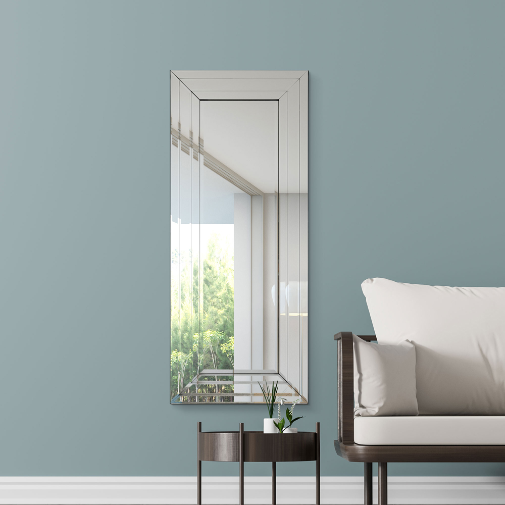 Langley Modern Double Edge Bevelled All Glass Dress Mirror 120 x 50cm Image 2