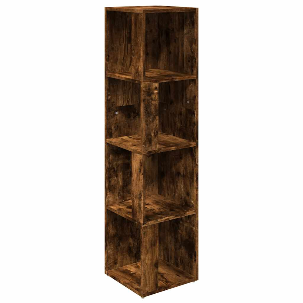 vidaXL 4 Shelf Smoked Oak Corner Cabinet Image 2