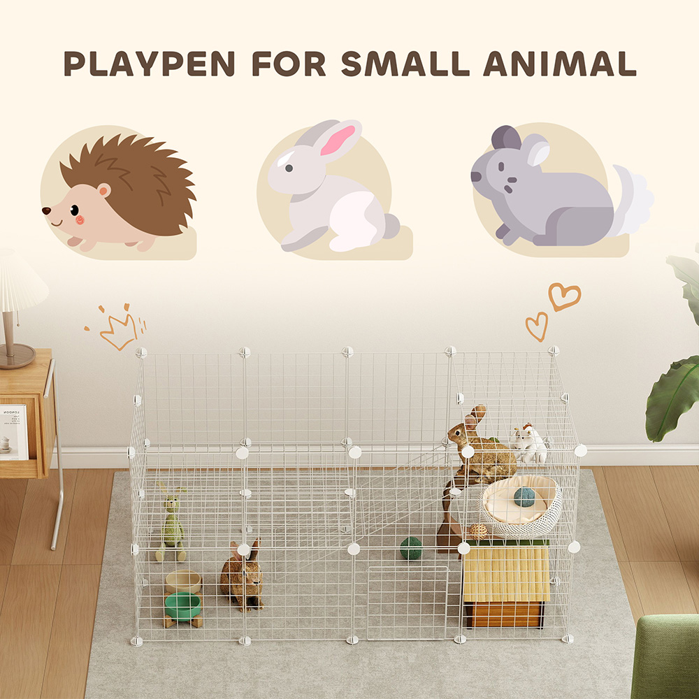 PawHut 36 Panel White Small Animal DIY Pet Playpen Image 7