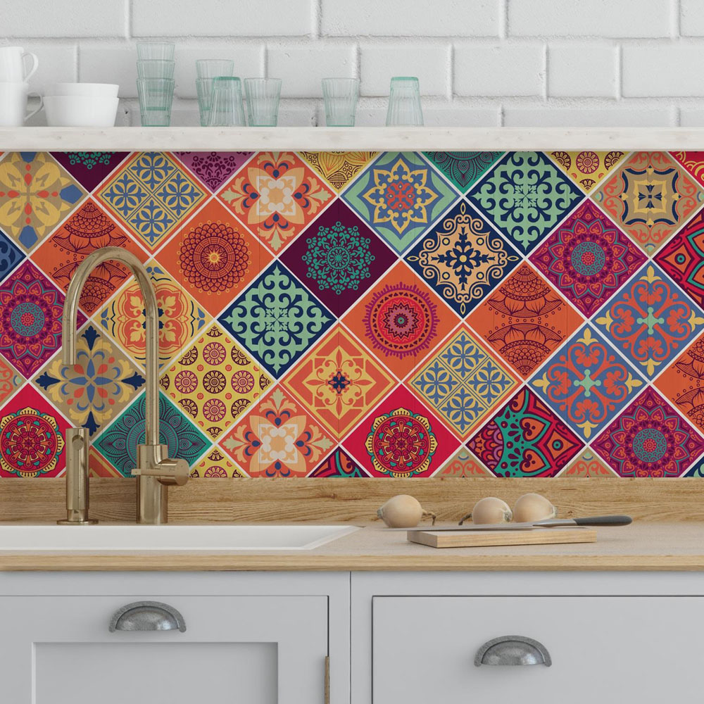 Wallplus Tera Mandala Mediterranean Wall Tile Sticker 15 x 15cm 48 Pack Image 2