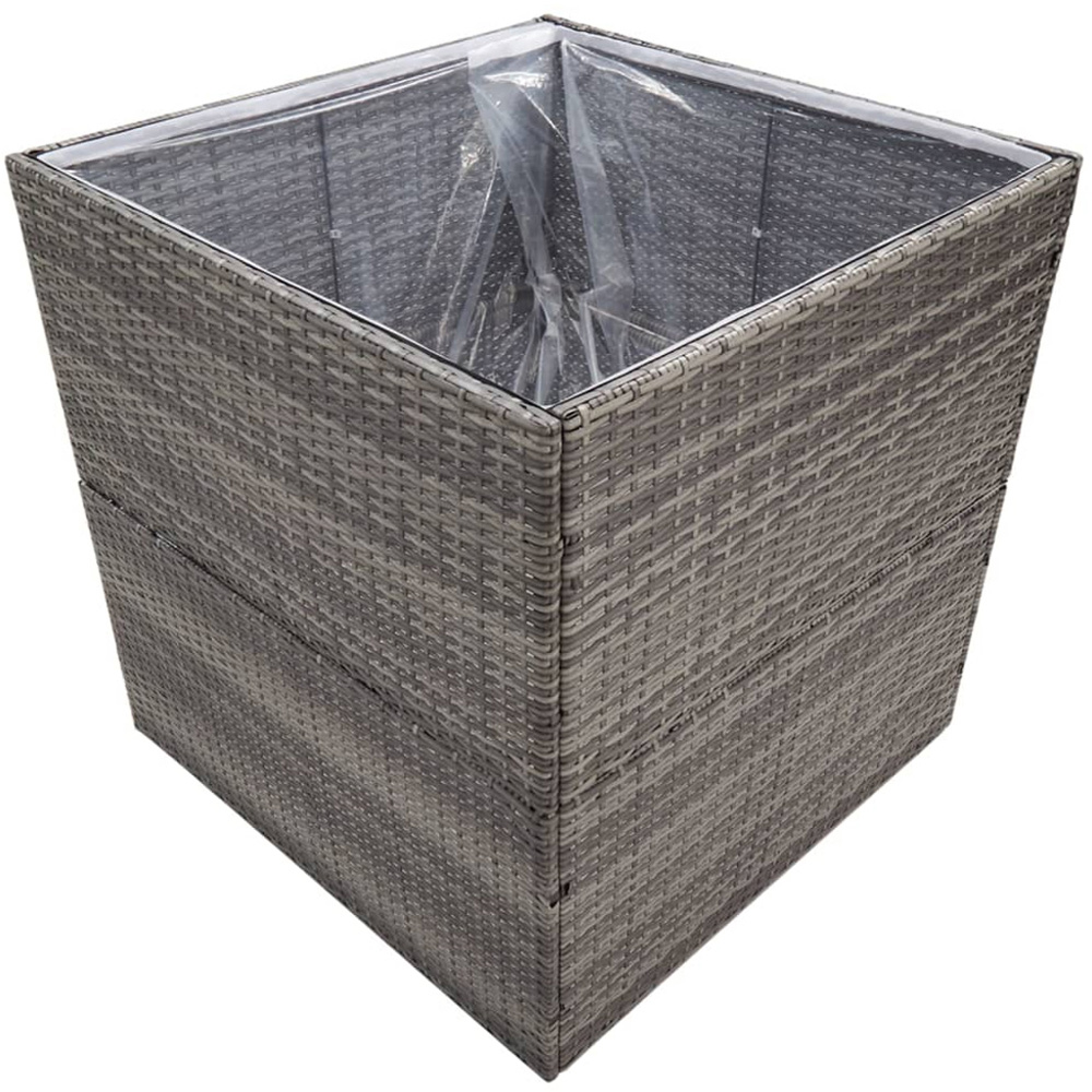 vidaXL Grey Polyethylene Rattan Garden Planter 80 x 80 x 80cm Image 2