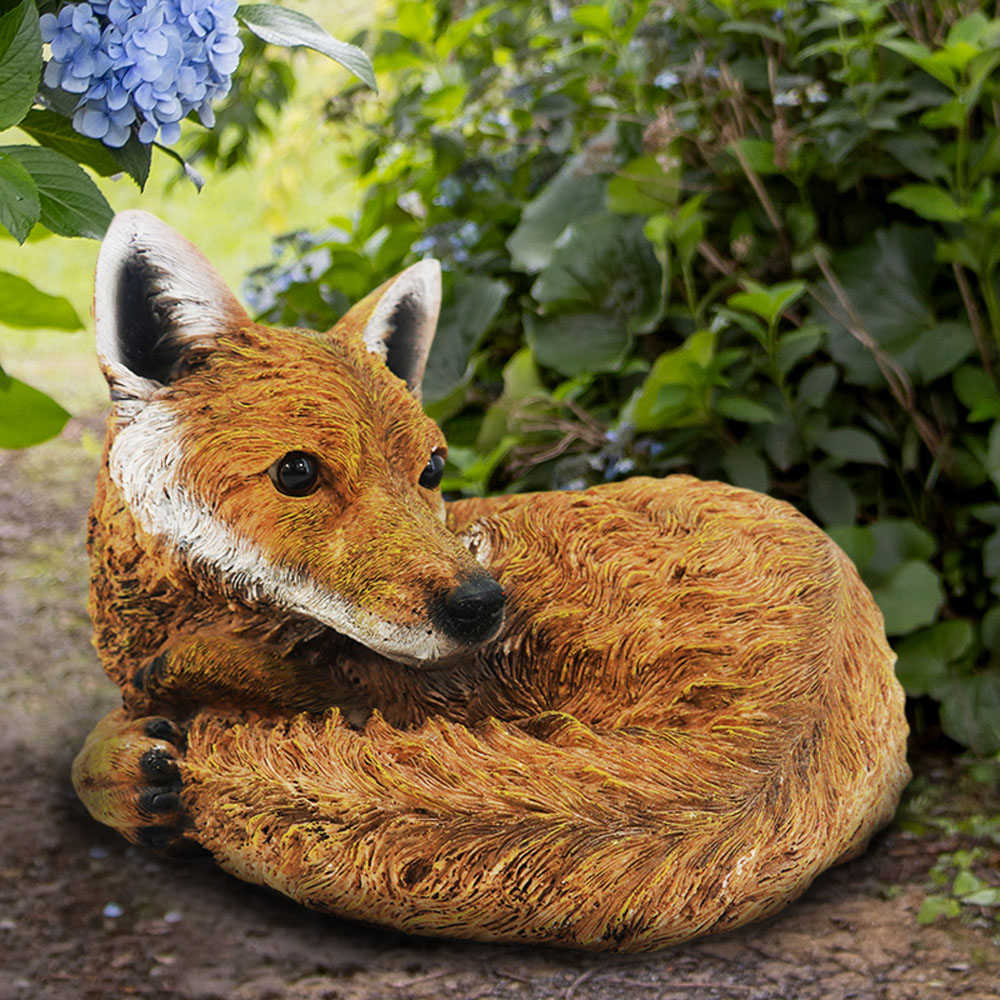 Avilo Ceramic Curled Up Fox Statue Image 2
