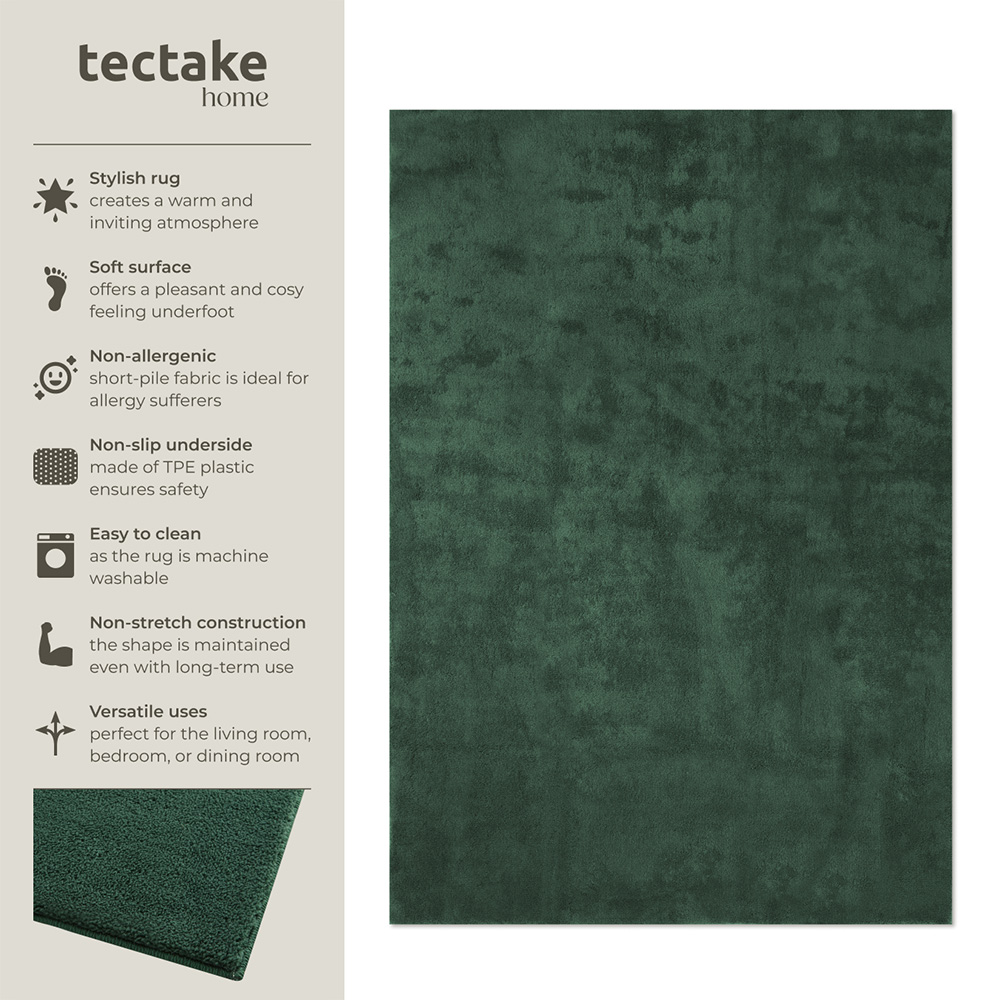 tectake Zonelle Green Short Pile Ultra Soft Rug 230 x 160cm Image 7