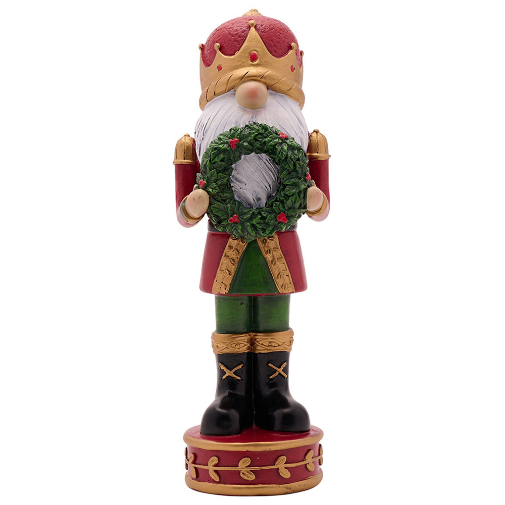 The Christmas Gift Co Santa Nutcracker with Wreath Figurine Image 1