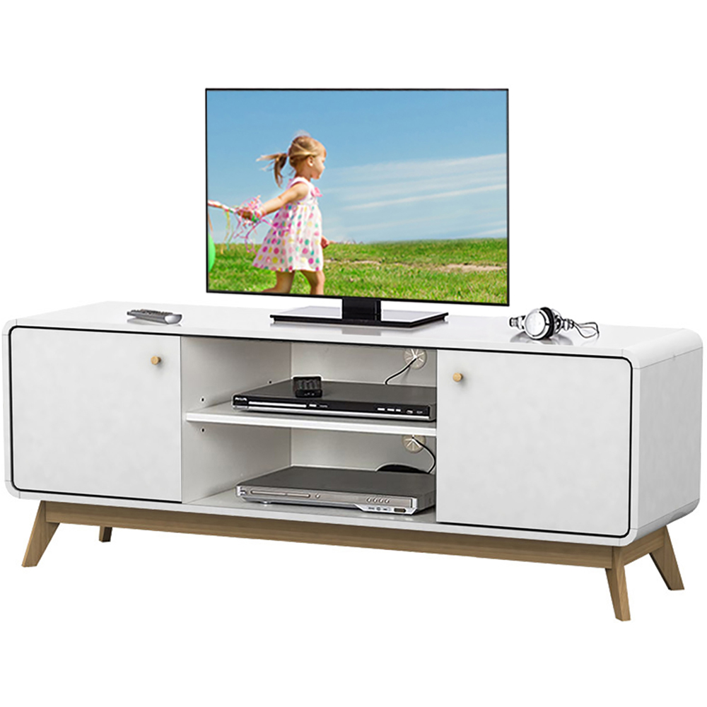 Loft24 Cassie 2 Door 2 Shelf White TV Stand Image 6
