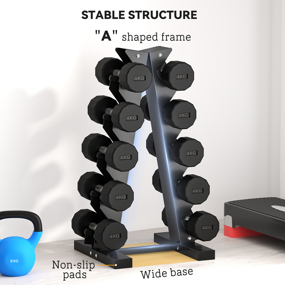 SPORTNOW 5 Tier Black Dumbbell Storage Rack Image 6