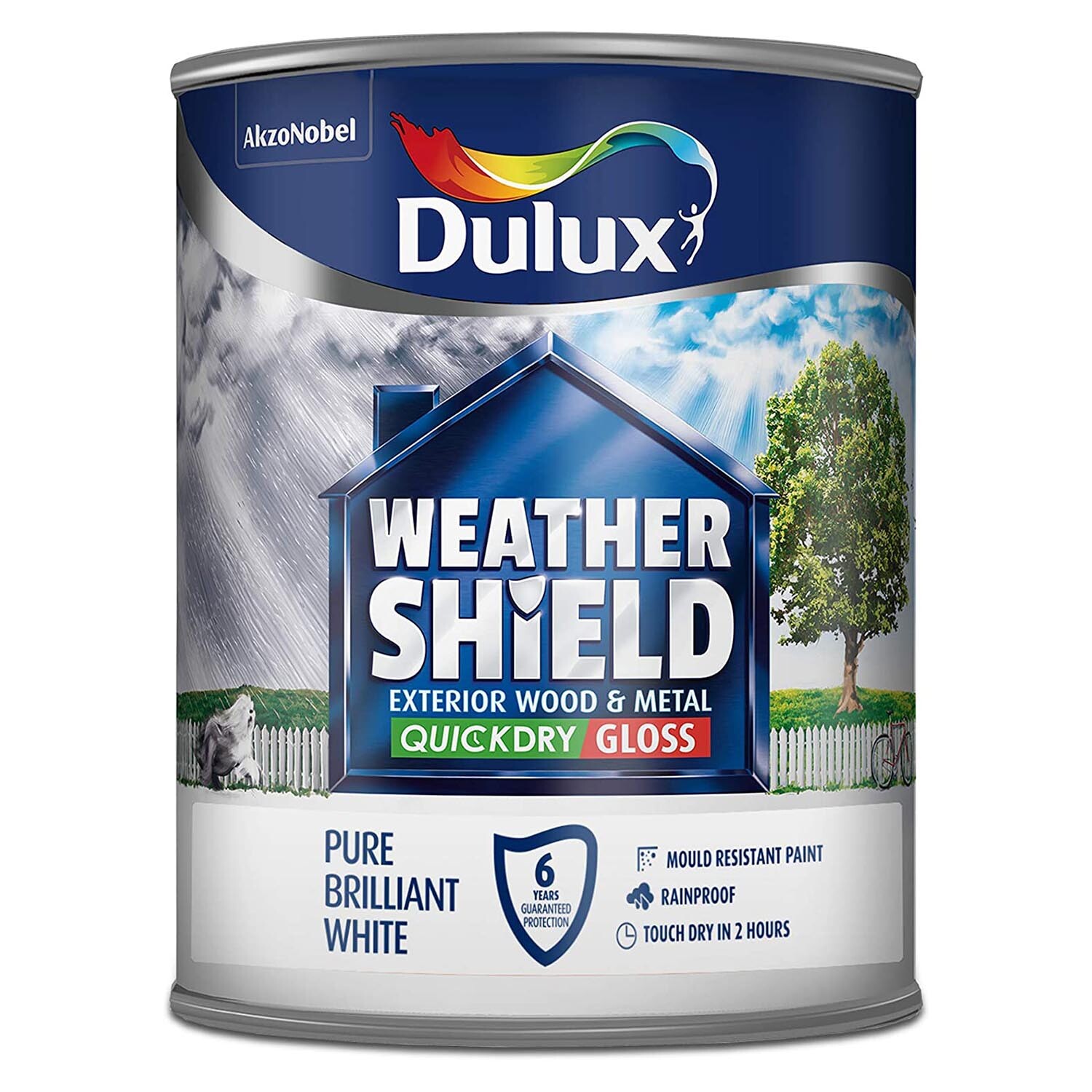 Dulux Weathershield Wood and Metal White Gloss Quick Dry Paint 750ml Image 2