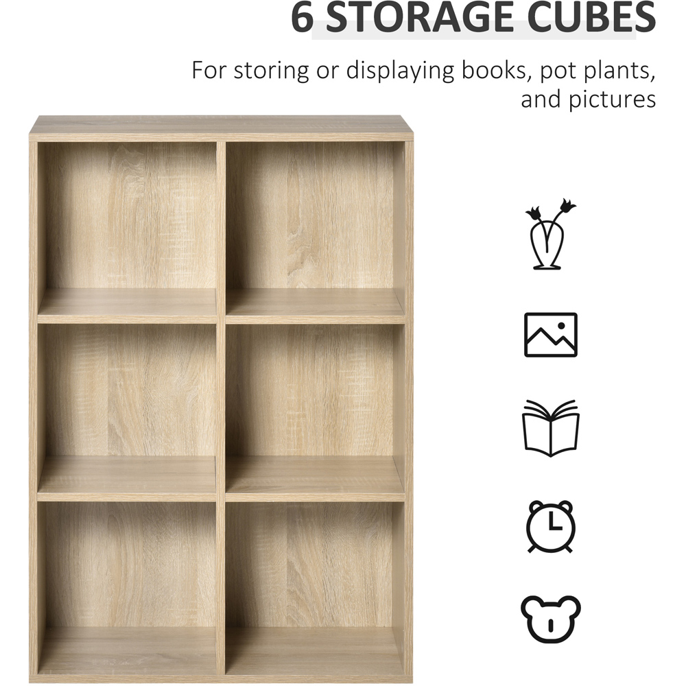 Portland 6 Storage Shelf Oak Bookcase Image 6