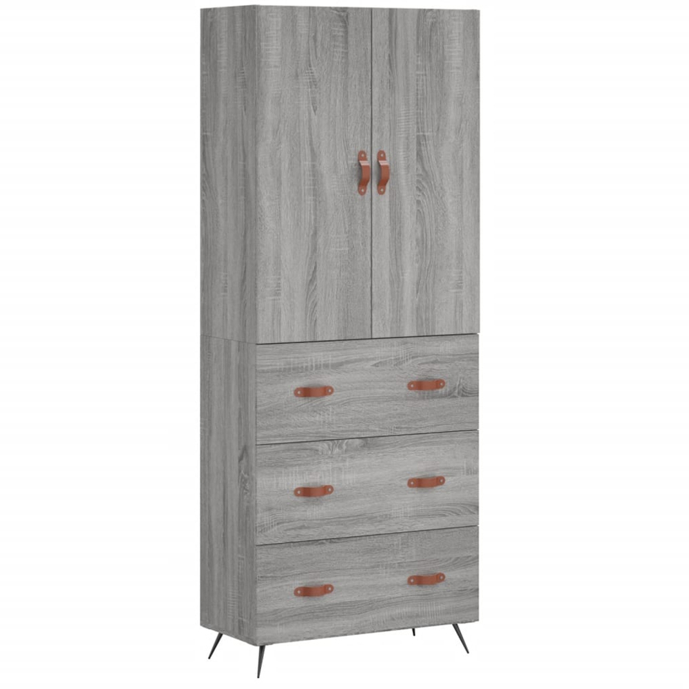 vidaXL 2 Door 3 Drawer Grey Sonoma Tall Highboard Image 2