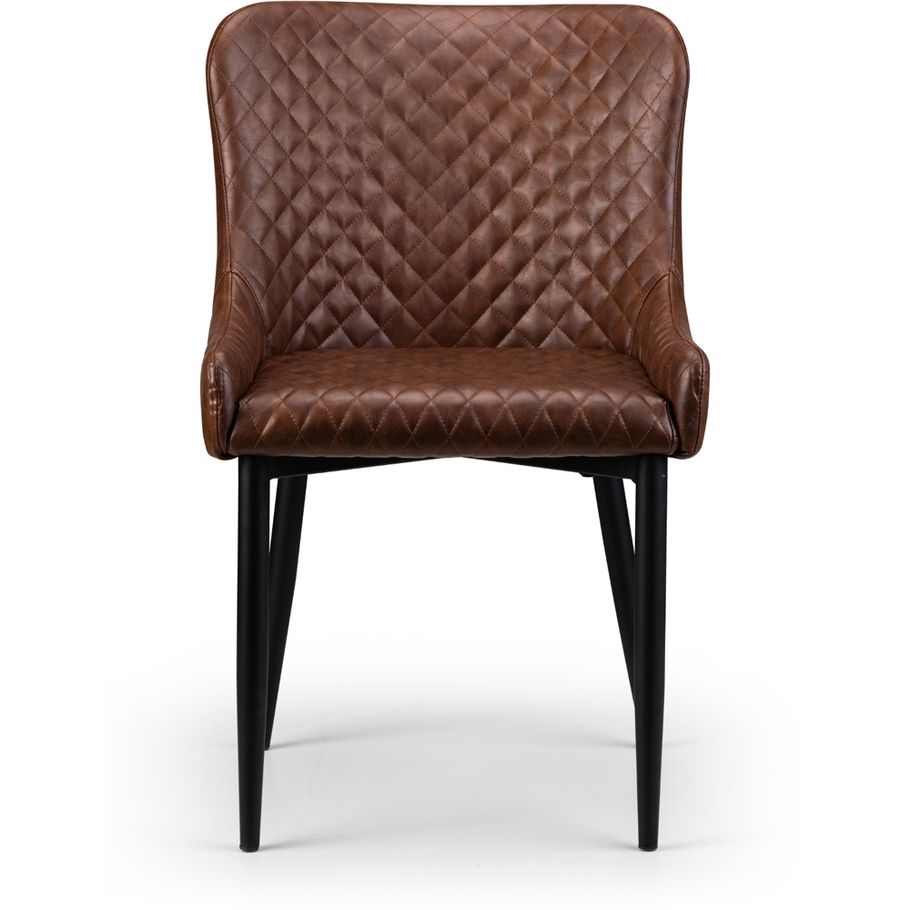 Julian Bowen Luxe Set of 2 Brown Faux Leather Dining Chair Image 4
