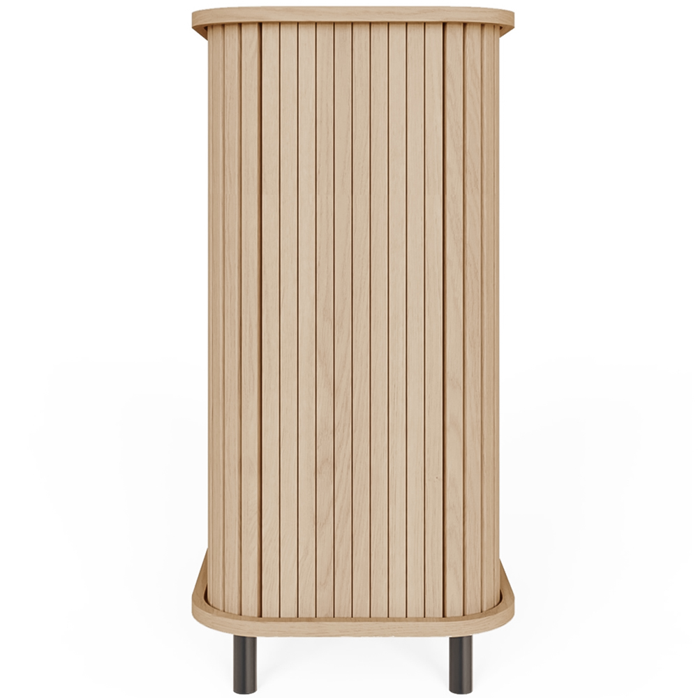GFW Omari 2 Tambour Sliding Door Oak Slatted Compact Sideboard Image 5