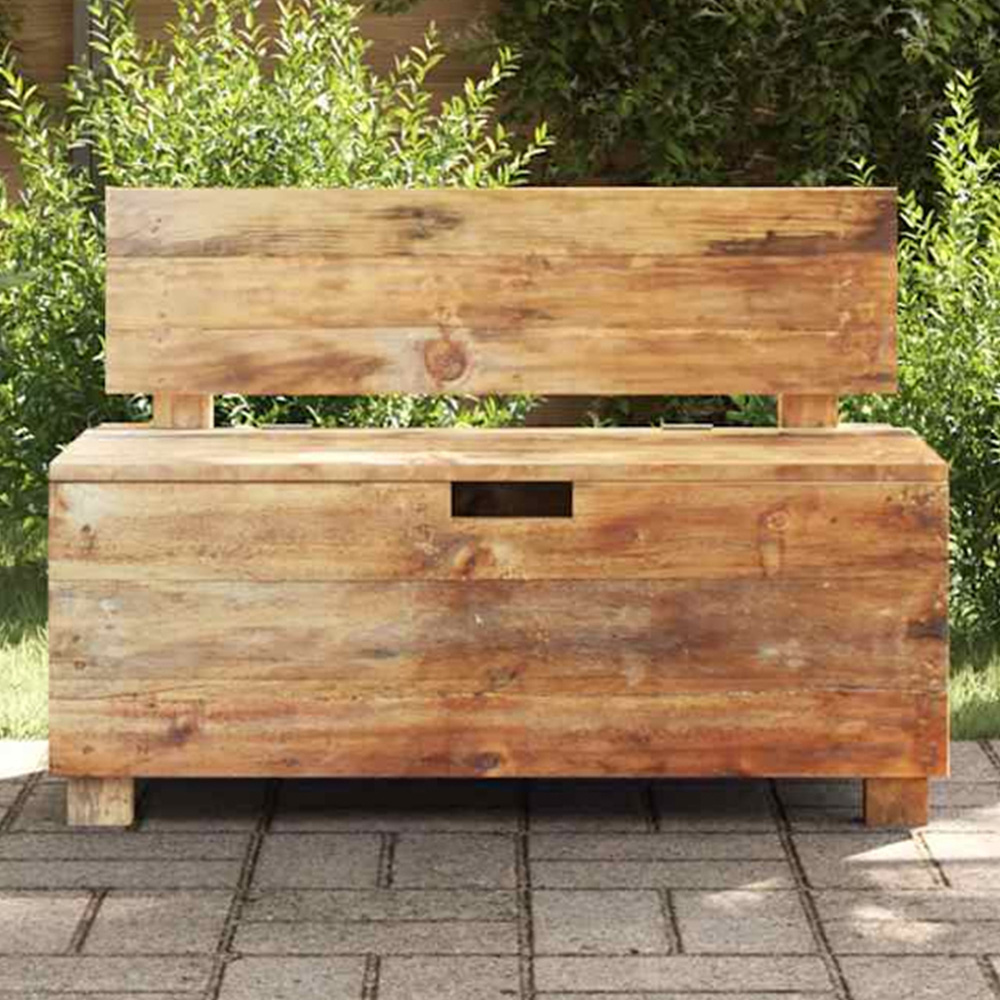 vidaXL 2 Seater Brown Reclaimed Wood Bench with Storage Image 1