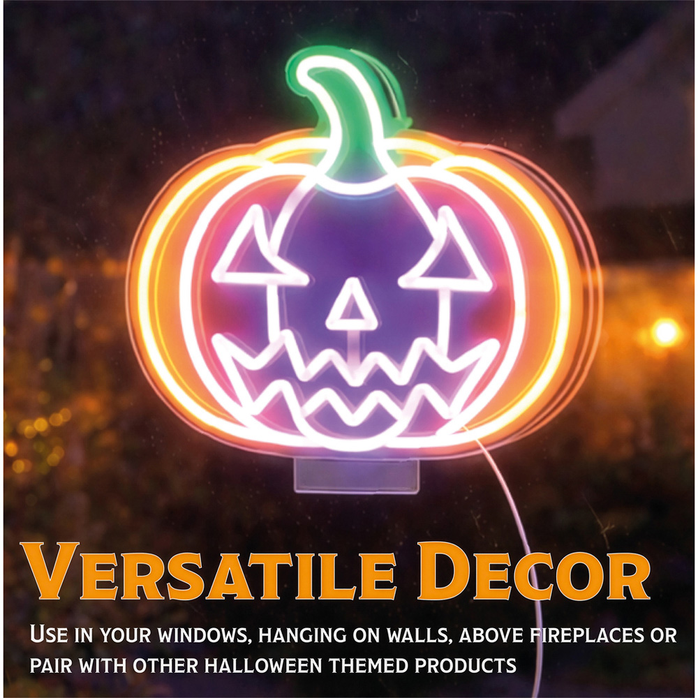 FXLab Pumpkin Silhouette Neon Light Indoor Halloween Decoration 26.1 x 24.8cm Image 7