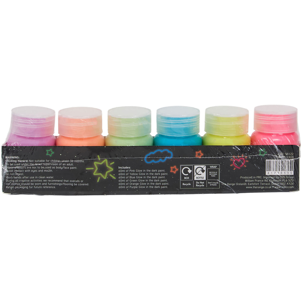 Pack of 6 Glow In The Dark Paints Image 2