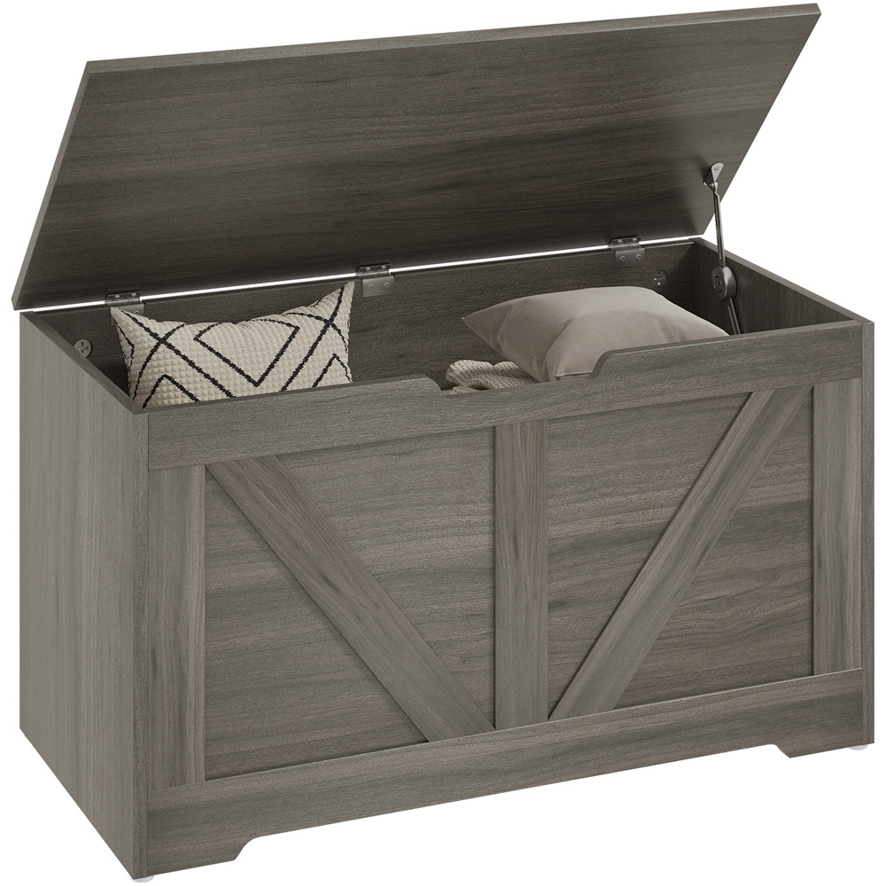 HOMCOM Charcoal Grey Storage Trunk with 2 Safety Hinges 100L Image 2