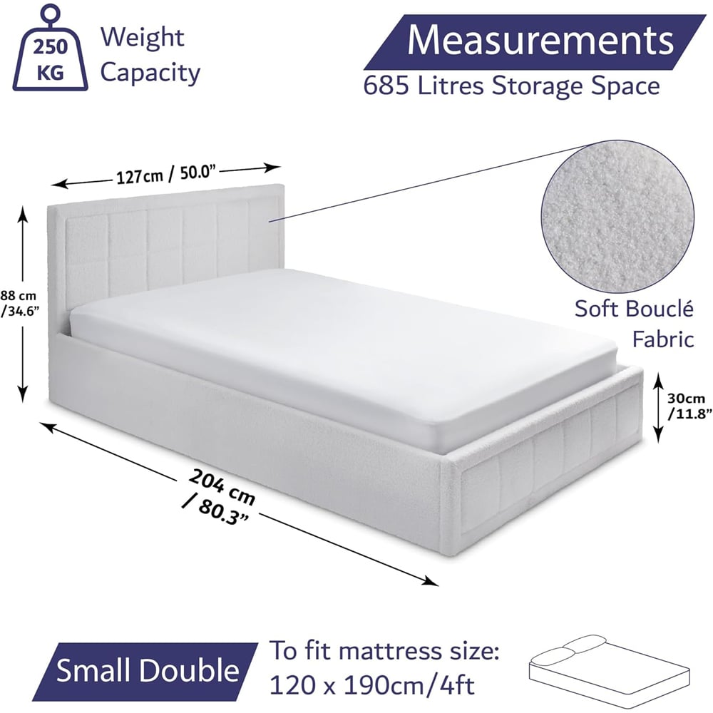 Home Treats Small Double Boucle Plush Ottoman Storage Bed Image 9