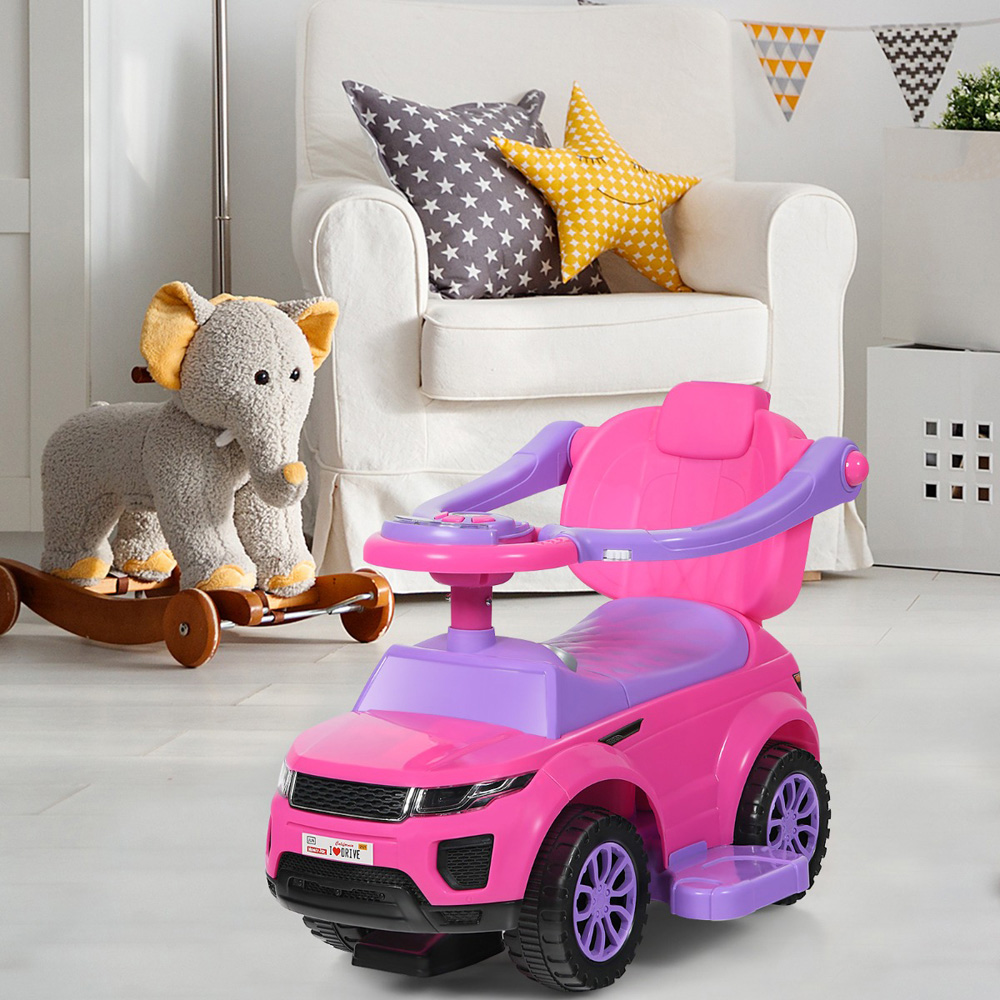 Costway 3-in-1 Kids Pink Sliding Ride On Push Car Stroller Image 2