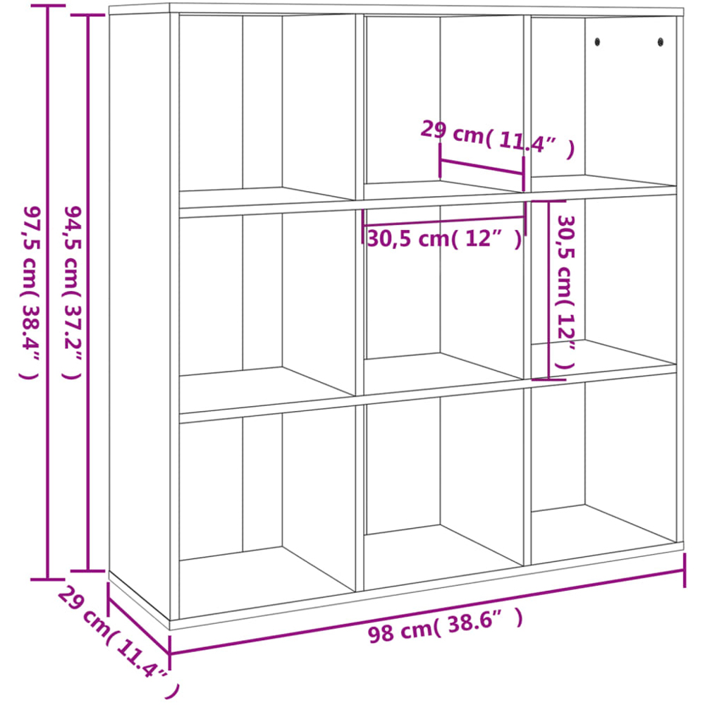 vidaXL 9 Shelf Smoked Oak Bookcase Image 8