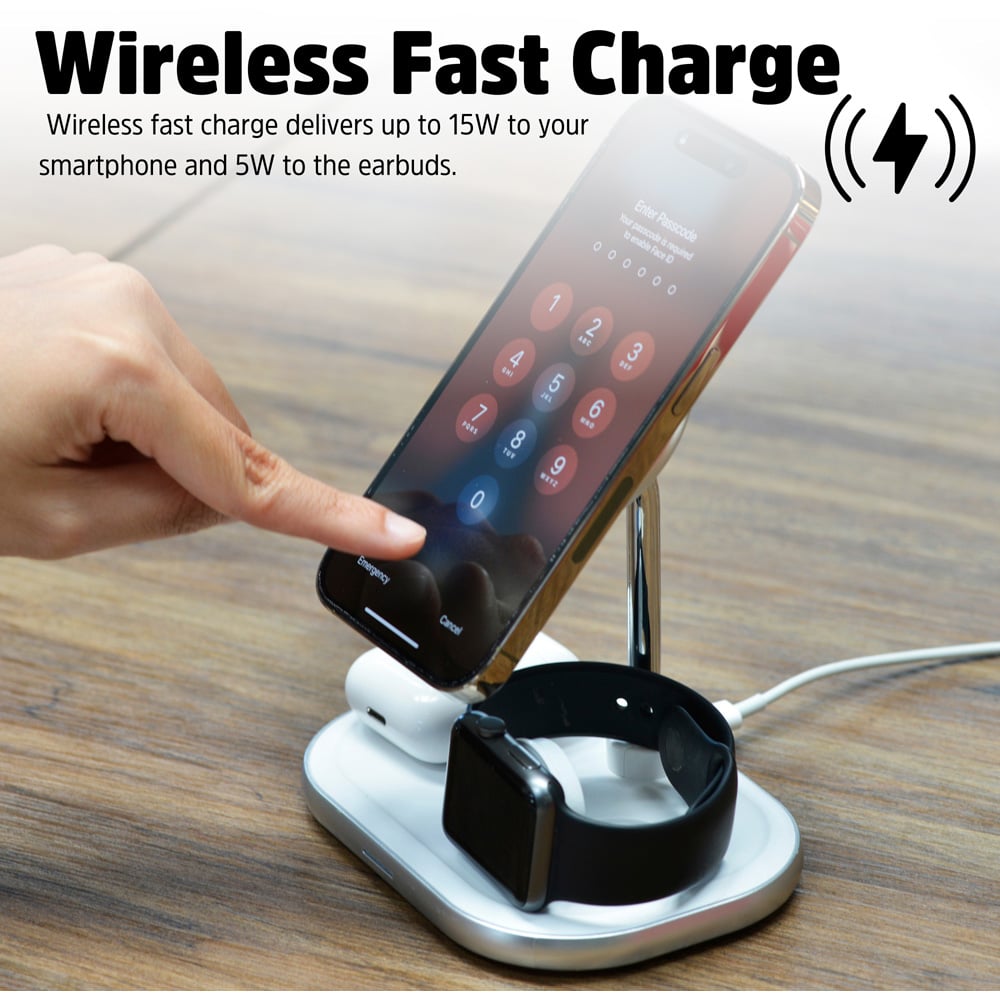 Energizer WCP303 3-in-1 White QI Wireless Charging Stand 15W Image 4