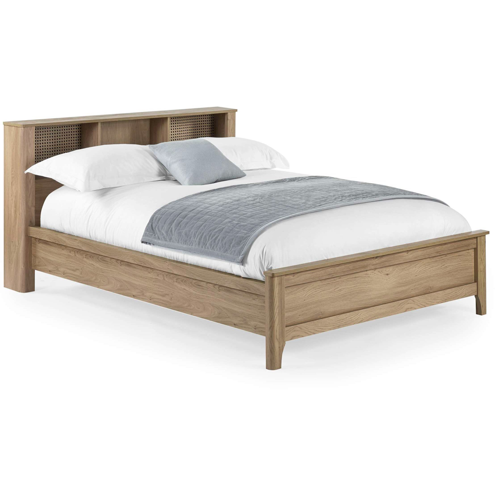 Julian Bowen Sydney Double Oak Effect Rattan Print Bookcase Bed Frame Image 3