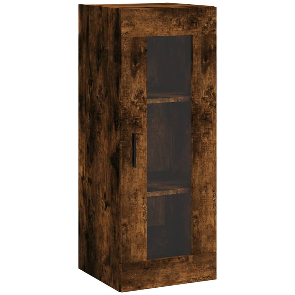 vidaXL Single Glass Door 3 Shelf Smoked Oak Highboard Image 5