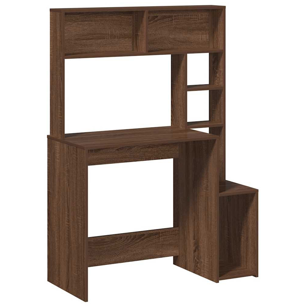 vidaXL 6 Shelf Study Desk Brown Oak Image 2