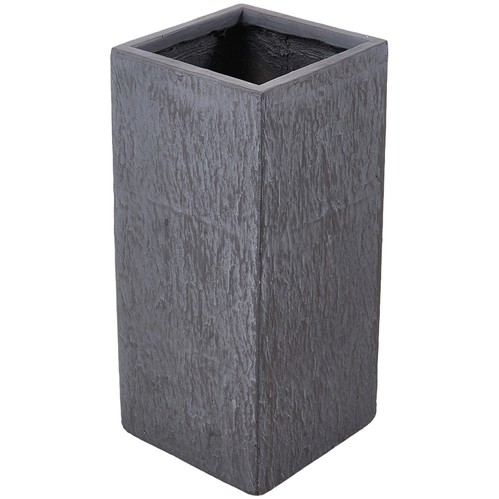 Living and Home Grey Square Textured Cement Planter with Drainage Holes 28 x 28cm Image 1