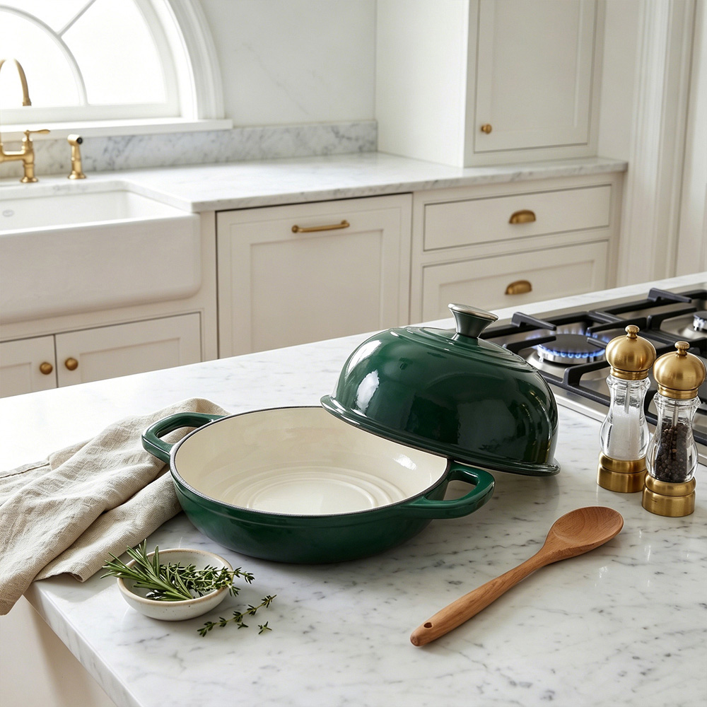 Living and Home 4.4L Green Enamelled Cast Iron Bread Dutch Oven with Lid Image 7