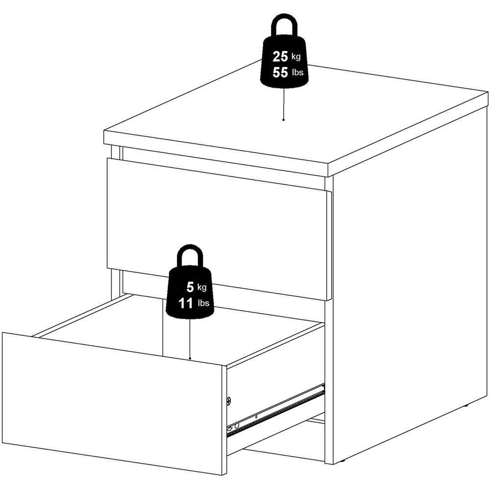 Florence Naia 2 Drawer Concrete and White High Gloss Bedside Table Image 7