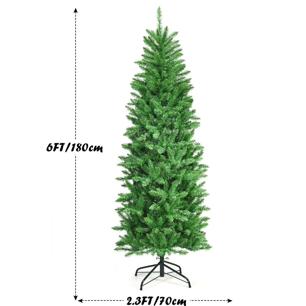 Costway Pre Lit Warm White LED Artificial Pencil Christmas Tree 6ft Image 8