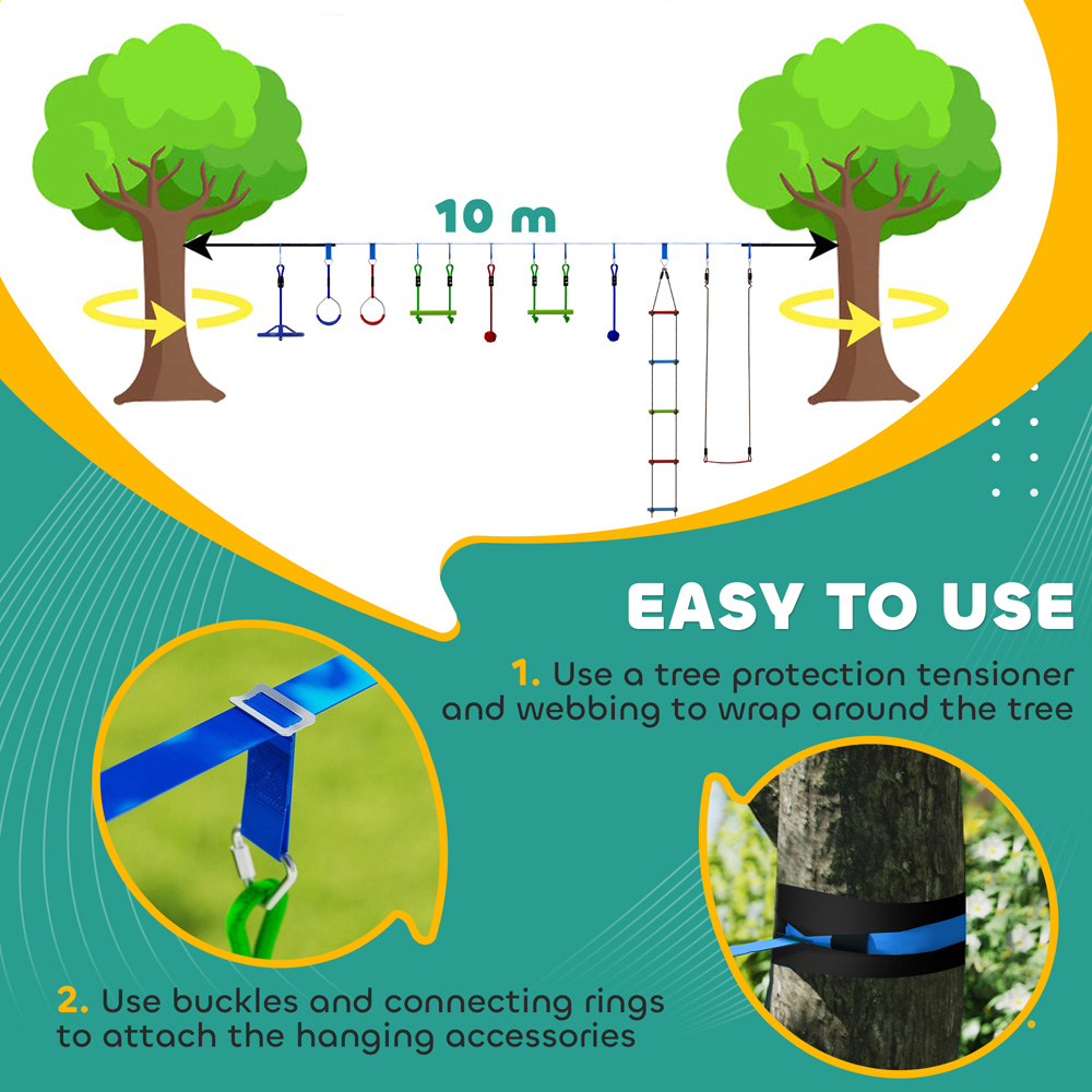 AIYAPLAY 10 Piece Kids Multicolour Zip Line Kit Image 6