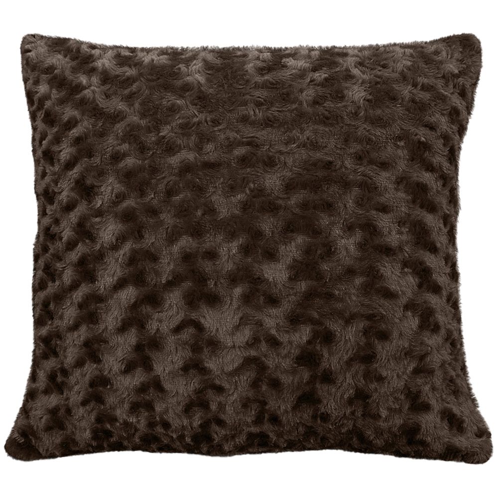Velosso Posy Chenille Chocolate Filled Cushion 43 x 43cm 2 Pack Image 1