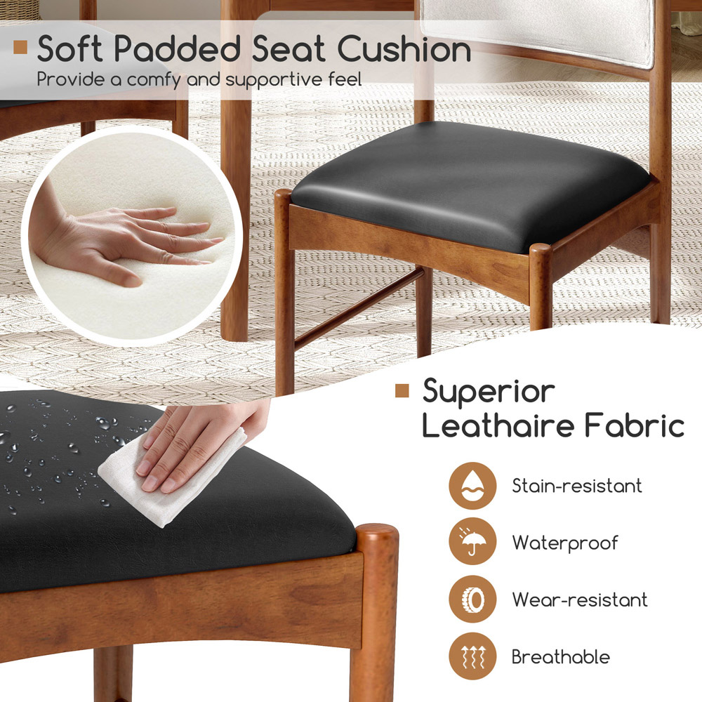 Costway Set of 2 Walnut Wooden Dining Chair with Padded Seat Image 8