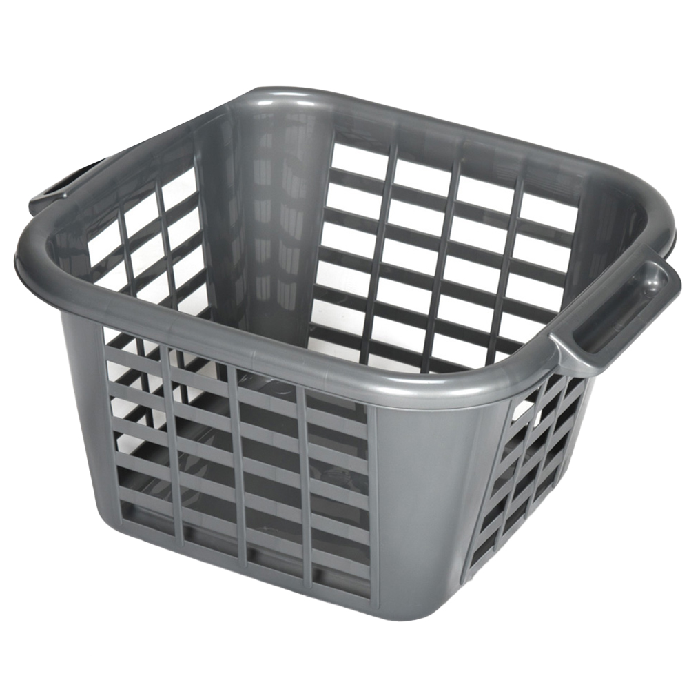 Addis Metallic Grey Square Laundry Basket 24L Image