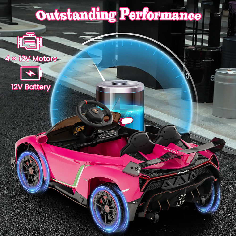 Costway Pink Lamborghini 4WD Kids Ride-On Car Image 4